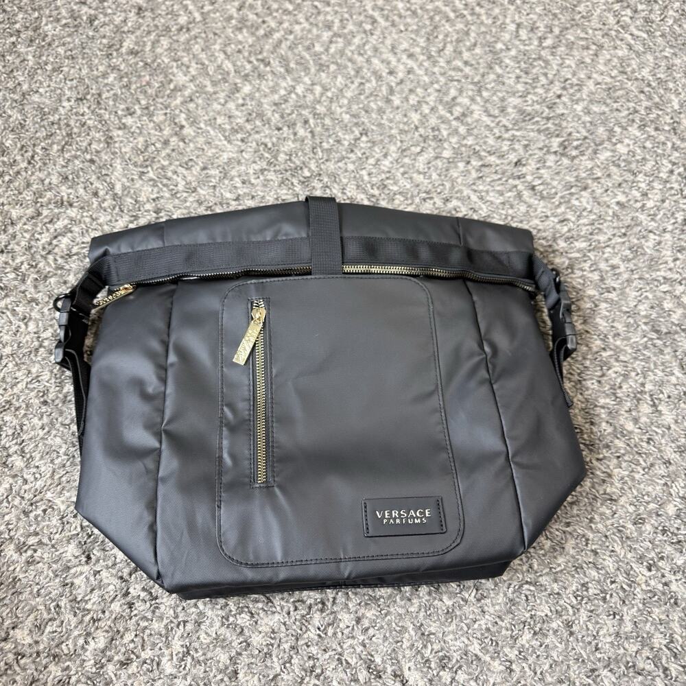 Versace Parfums Rider Black Gold Backpack Shoulder Bag Travel Gym Work Commute